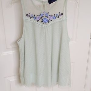 Light green sleeveless lace top